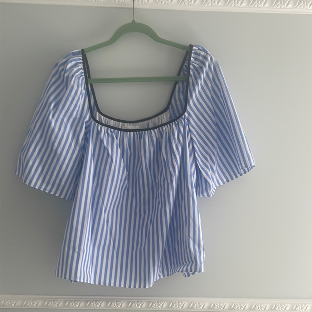 Pomander Place Blue Striped Women's Top